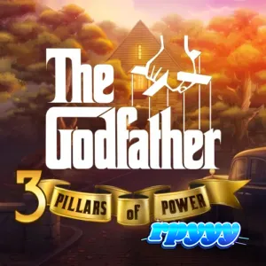 Tampilan layar permainan slot The Godfather 3 Pillars of Power dengan simbol bonus yang aktif